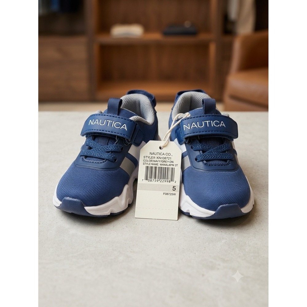 Nautica Manalapin 3T Toddler Sneakers Navy Grey Athletic Shoes KN10872T Size 5